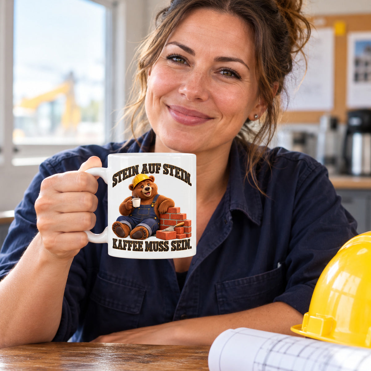 Baustellen Tasse Spruch Keramik 330 ml Geschenk Bauarbeiter beidseitig