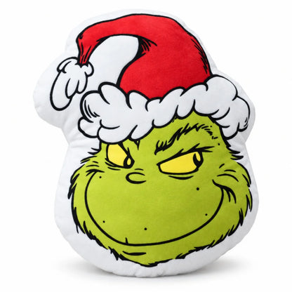 Der Grinch 3D Velourskissen 36x29x5 cm Weihnachtsmütze weißer Rand - WS-Trend.de
