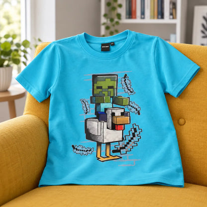Minecraft Zombie und Huhn T-Shirt türkis - WS-Trend.de