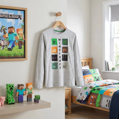 Minecraft Creeper Enderman Kinder Jungen Langarmshirt Shirt Gr. 116-152 - WS-Trend.de
