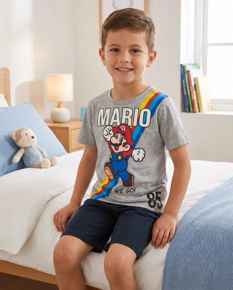 Super Mario Here We Go Jungen Pyjama Shirt und Shorts Gr. 110 - WS-Trend.de