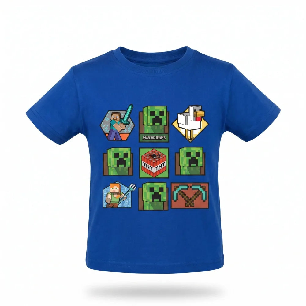 Minecraft Gamer Creeper Kinder T-Shirt Kurzarm Shirt Baumwolle 116 bis 146 - WS-Trend.de