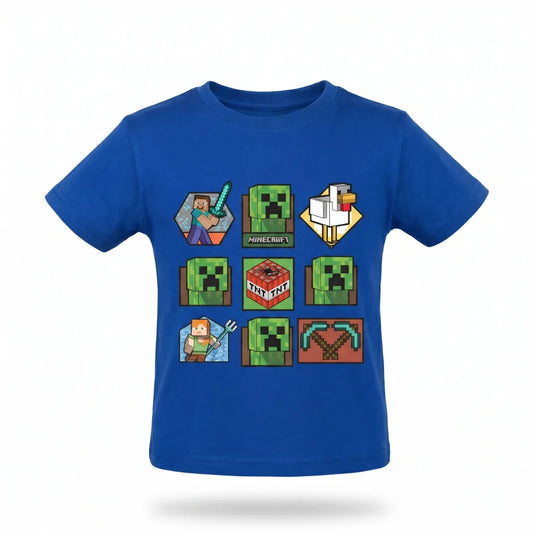 Minecraft Gamer Creeper Kinder T-Shirt Kurzarm Shirt Baumwolle 116 bis 146 - WS-Trend.de