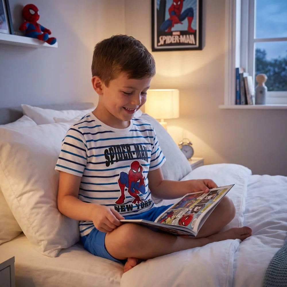 Marvel Spiderman Kinder Schlafanzug Pyjama kurz Nachtwäsche 104 - 134 Baumwolle - WS-Trend.de