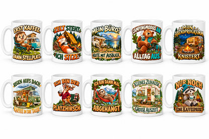 Camping Tasse Spruch Keramik 330 ml Geschenk Camper Wohnmobil Urlauber
