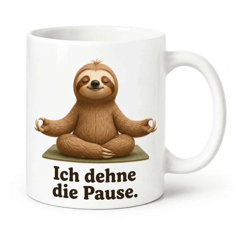 Yoga-Faultier Tasse - Geschenk mit Spruch - 330 ml beidseitig bedruckt - WS-Trend.de