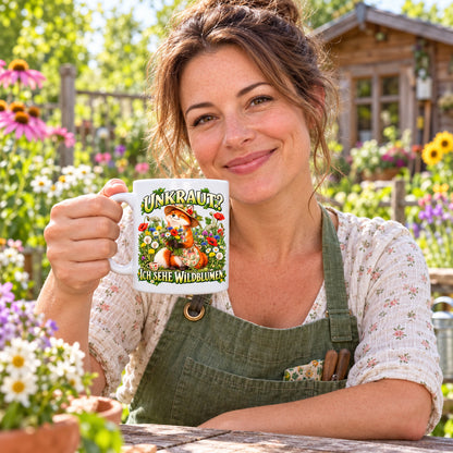 Garten Tasse Spruch Keramik 330ml Geschenk Datscha Schrebergarten bunt