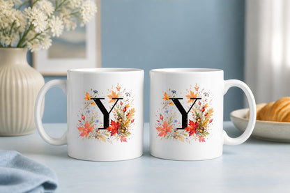 Herbst Tasse A-Z Buchstaben 325 ml Keramik Geschenkidee personalisiert