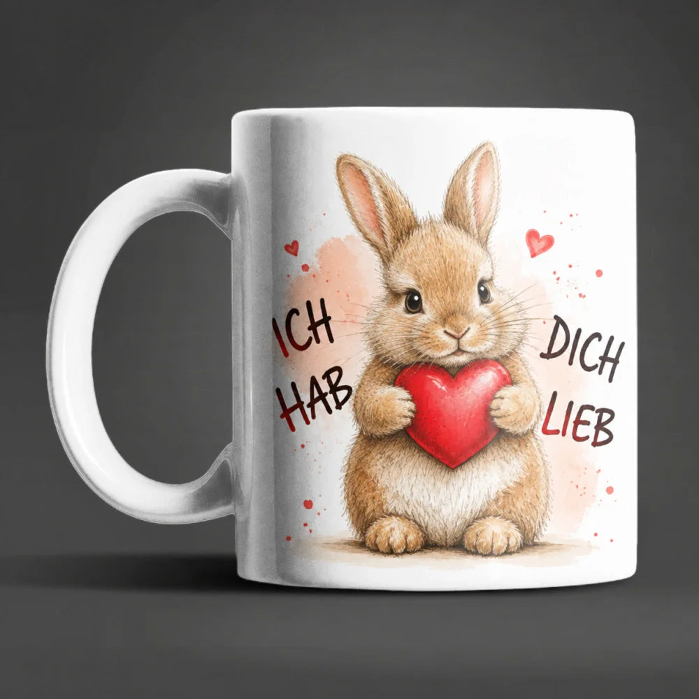 Liebestasse Tiermotiv - Kaffeetasse Geschenk fuer Partner 330 ml weiss - WS-Trend.de