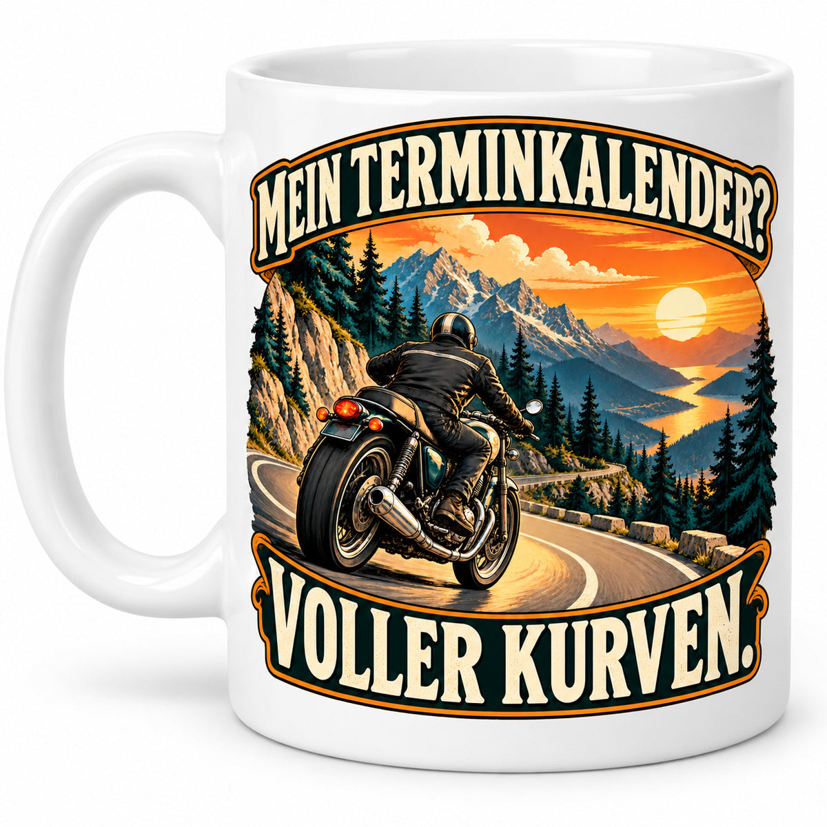 Motorrad Tasse Spruch Keramik 330ml Biker Geschenk beidseitig bedruckt