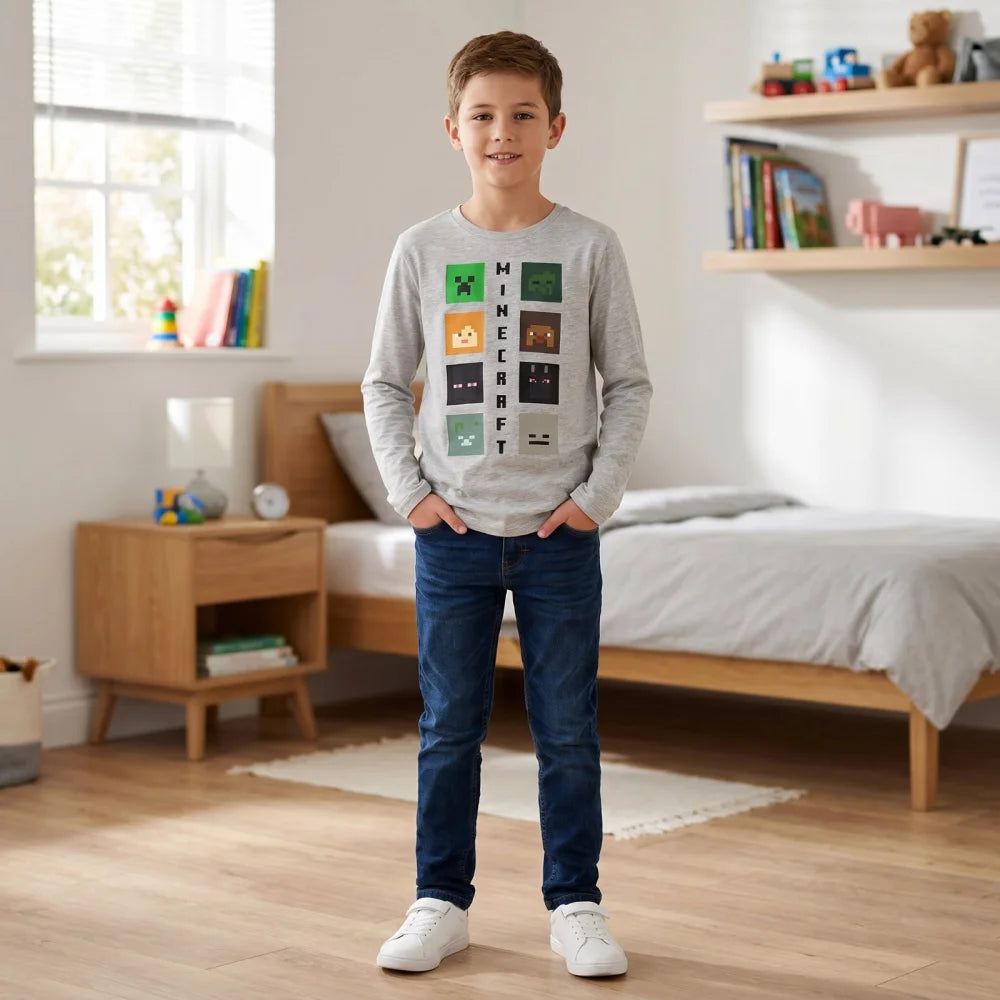 Minecraft Creeper Enderman Kinder Jungen Langarmshirt Shirt Gr. 116-152 - WS-Trend.de