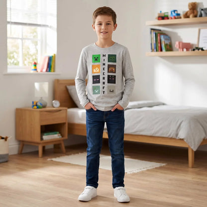 Minecraft Creeper Enderman Kinder Jungen Langarmshirt Shirt Gr. 116-152 - WS-Trend.de