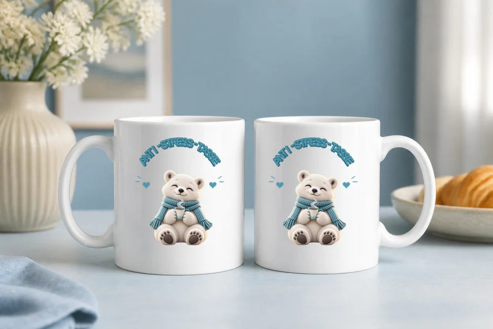 Anti-Stress-Tasse Eisbär 325 ml Keramik Kaffeebecher Geschenk - WS-Trend.de