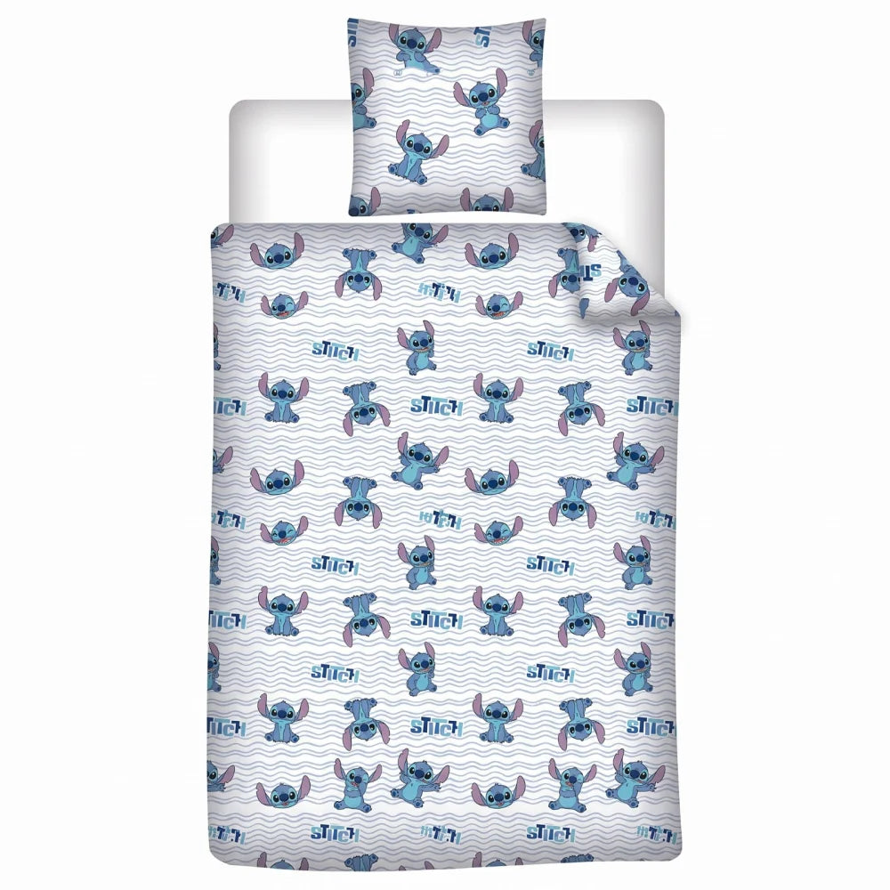 Disney Stitch Flanell-Bettwäsche blau 135-140x200 + 65x65 cm - WS-Trend.de