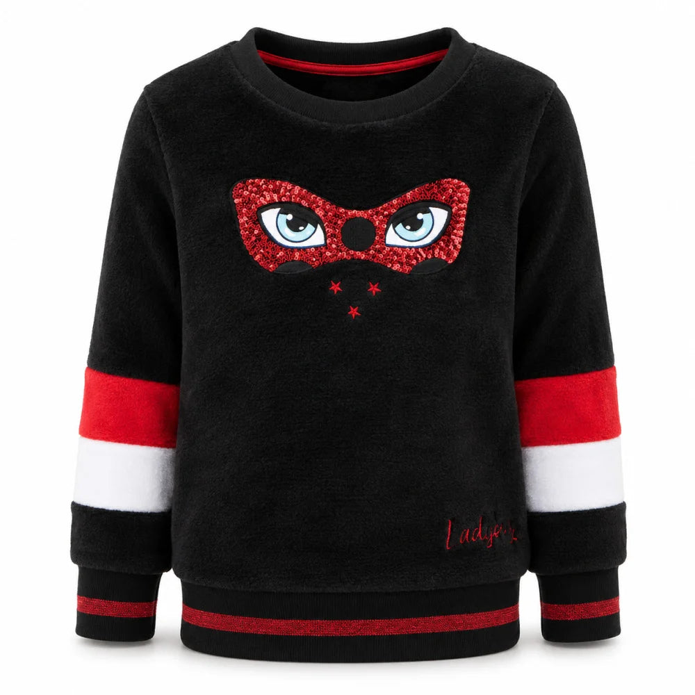 Miraculous Ladybug Kinder Fleece Pullover Sweater Rot Schwarz Gr. 104 - WS-Trend.de