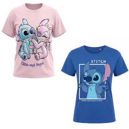 Disney Stitch Angel Damen kurzarm T-Shirt Shirt S-XL 100% Baumwolle - WS-Trend.de