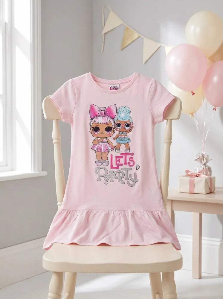 LOL Surprise Kinder Sommerkleid Kleid kurz Rosa Pink 100% Baumwolle Kurzarm - WS-Trend.de