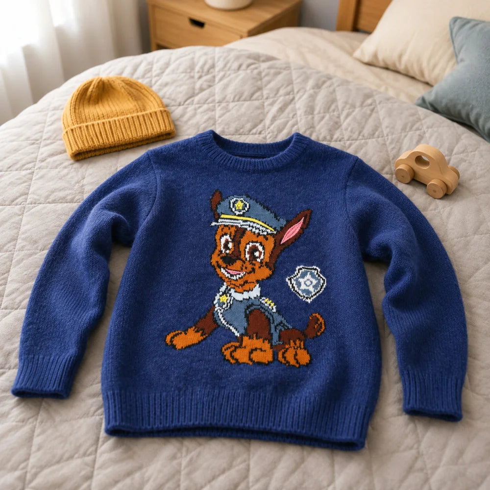 Sweater PAW PATROL Chase Kinder Jungen Strick Pullover Gr. 98 - 128 - WS-Trend.de