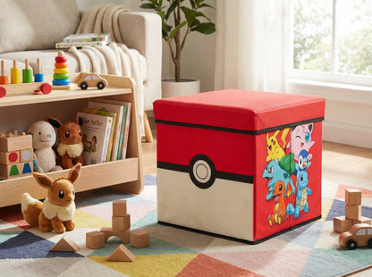 Pokemon Pikachu Kinder Spielzeug Korb Spielzeugkorb Deckel 30x30x30 cm - WS-Trend.de