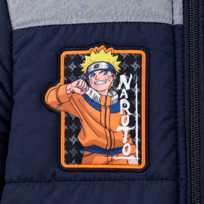 Winterjacke Naruto Shippuden Jungen mit Kapuze Blau Grau Gr. 104 - WS-Trend.de