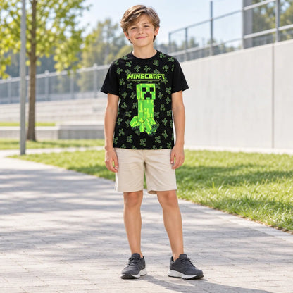 Minecraft Creeper Pixel T-Shirt schwarz - WS-Trend.de