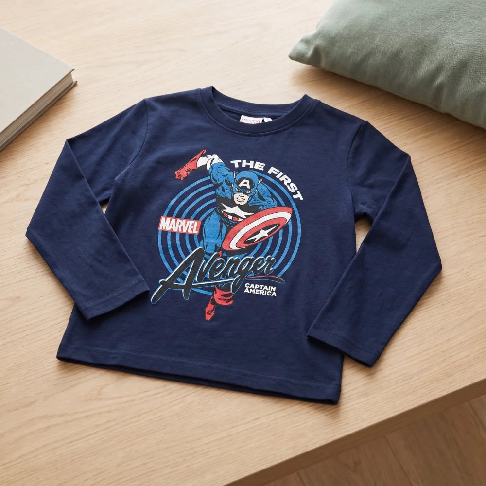 Langarmshirt MARVEL Avengers Captain America Kinder Shirt - WS-Trend.de