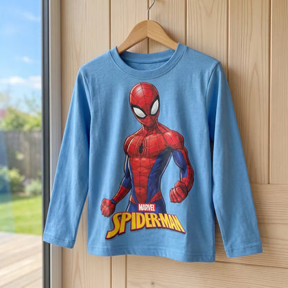 Marvel Spider-Man Jungen Langarmshirt Baumwolle Dunkelblau oder Hellblau 98–128 - WS-Trend.de