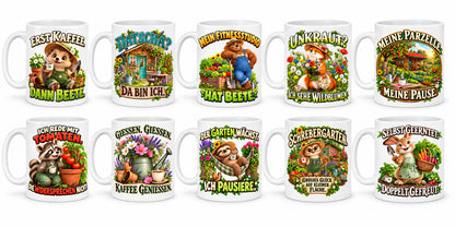 Garten Tasse Spruch Keramik 330ml Geschenk Datscha Schrebergarten bunt