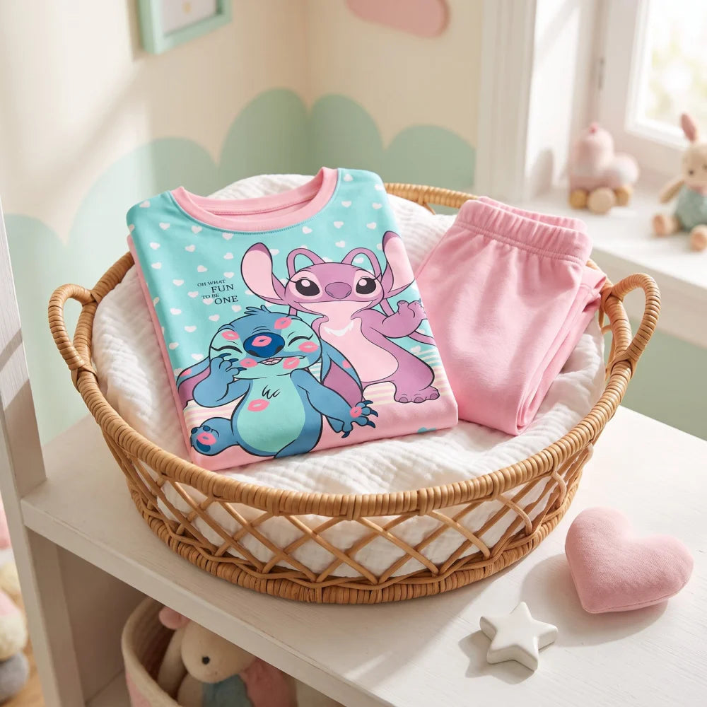 Disney Stitch Kinder Mädchen Schlafanzug Pyjama Shirt Hose Gr. 98-140 Baumwolle - WS-Trend.de
