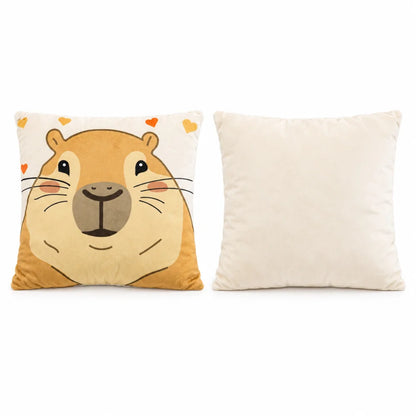 Capibara Velours-Dekokissen mit Herzen 35x35x5 cm - WS-Trend.de