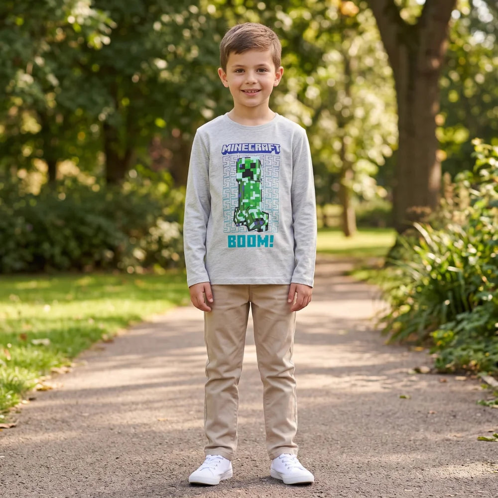 Minecraft Creeper Gamer Kinder Jungen Langarmshirt Shirt Gr. 116-152 - WS-Trend.de