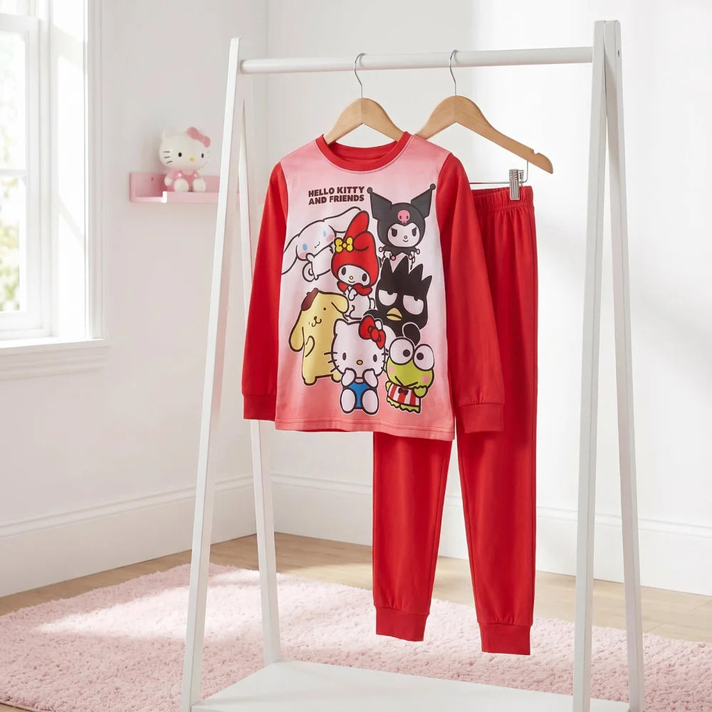 Hello Kitty Kinder Mädchen Schlafanzug Pyjama Shirt Hose Gr. 98-116 Baumwolle - WS-Trend.de