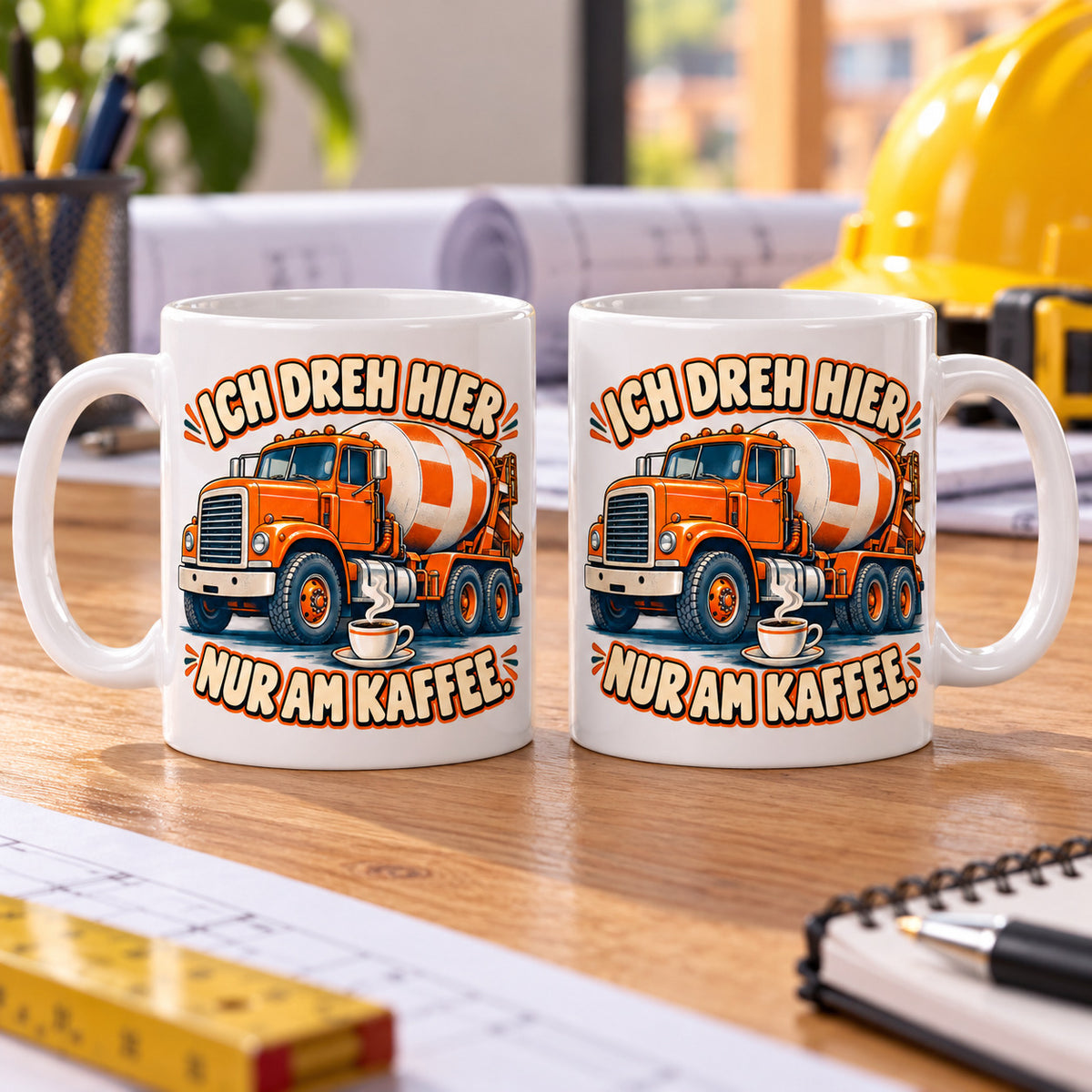 Baustellen Tasse Spruch Keramik 330 ml Geschenk Bauarbeiter beidseitig