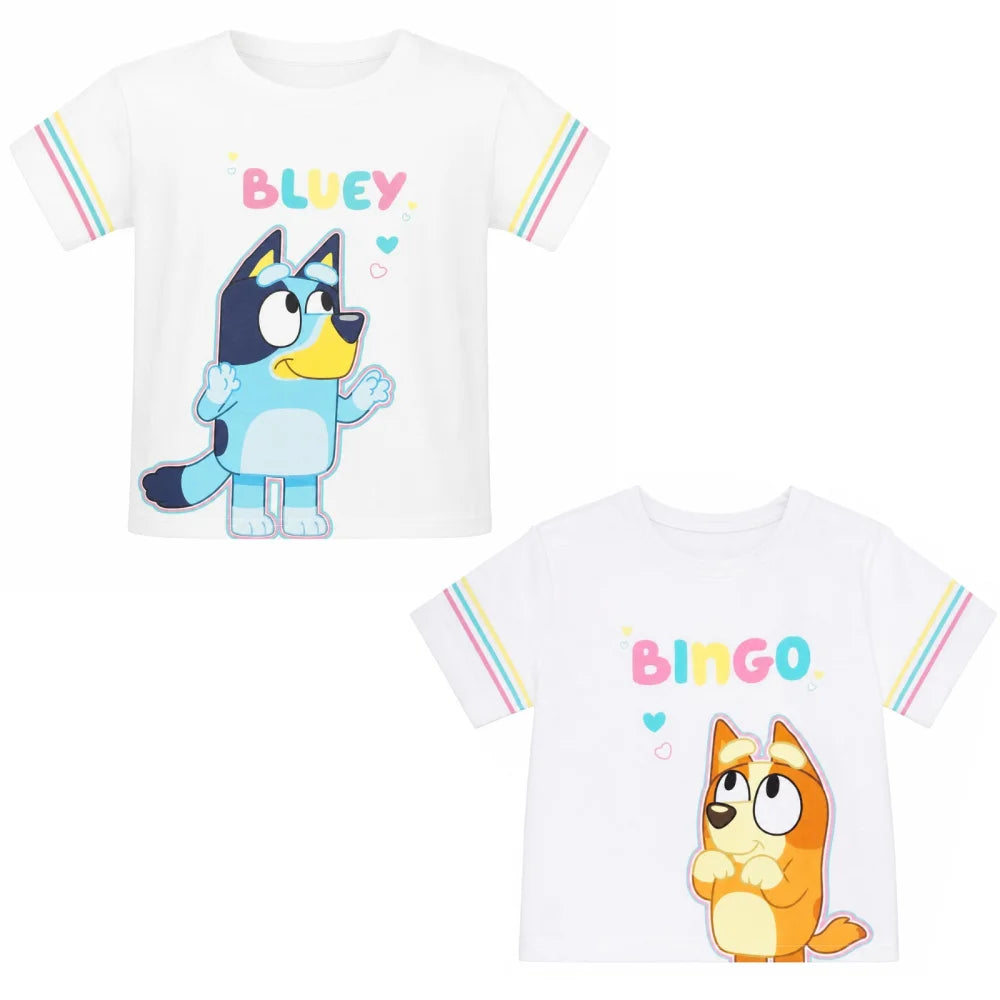Bluey Bingo 2er Set Kinder Mädchen kurzarm T-Shirt Shirt Gr 92-98 Baumwolle - WS-Trend.de