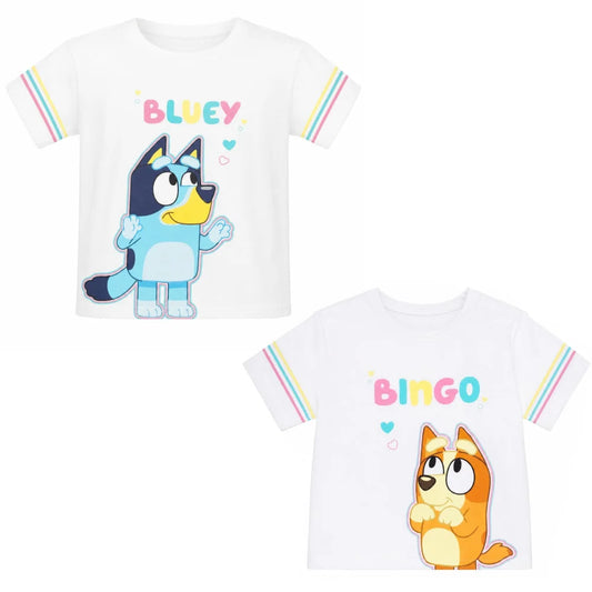 Bluey Bingo 2er Set Kinder Mädchen kurzarm T-Shirt Shirt Gr 92-98 Baumwolle - WS-Trend.de
