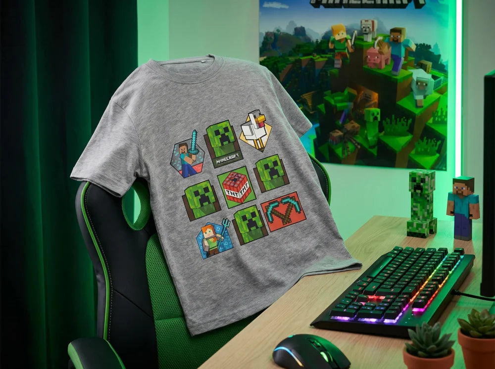 Minecraft Gamer Creeper Kinder T-Shirt Kurzarm Shirt Baumwolle 116 bis 146 - WS-Trend.de