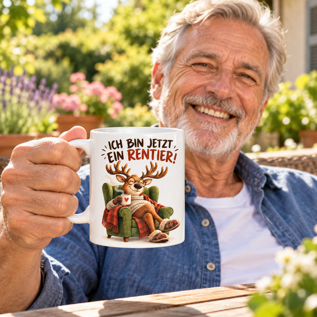 Rententasse mit Spruch Keramik 330ml Geschenk zum Ruhestand beidseitig