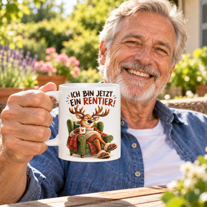 Rententasse mit Spruch Keramik 330ml Geschenk zum Ruhestand beidseitig