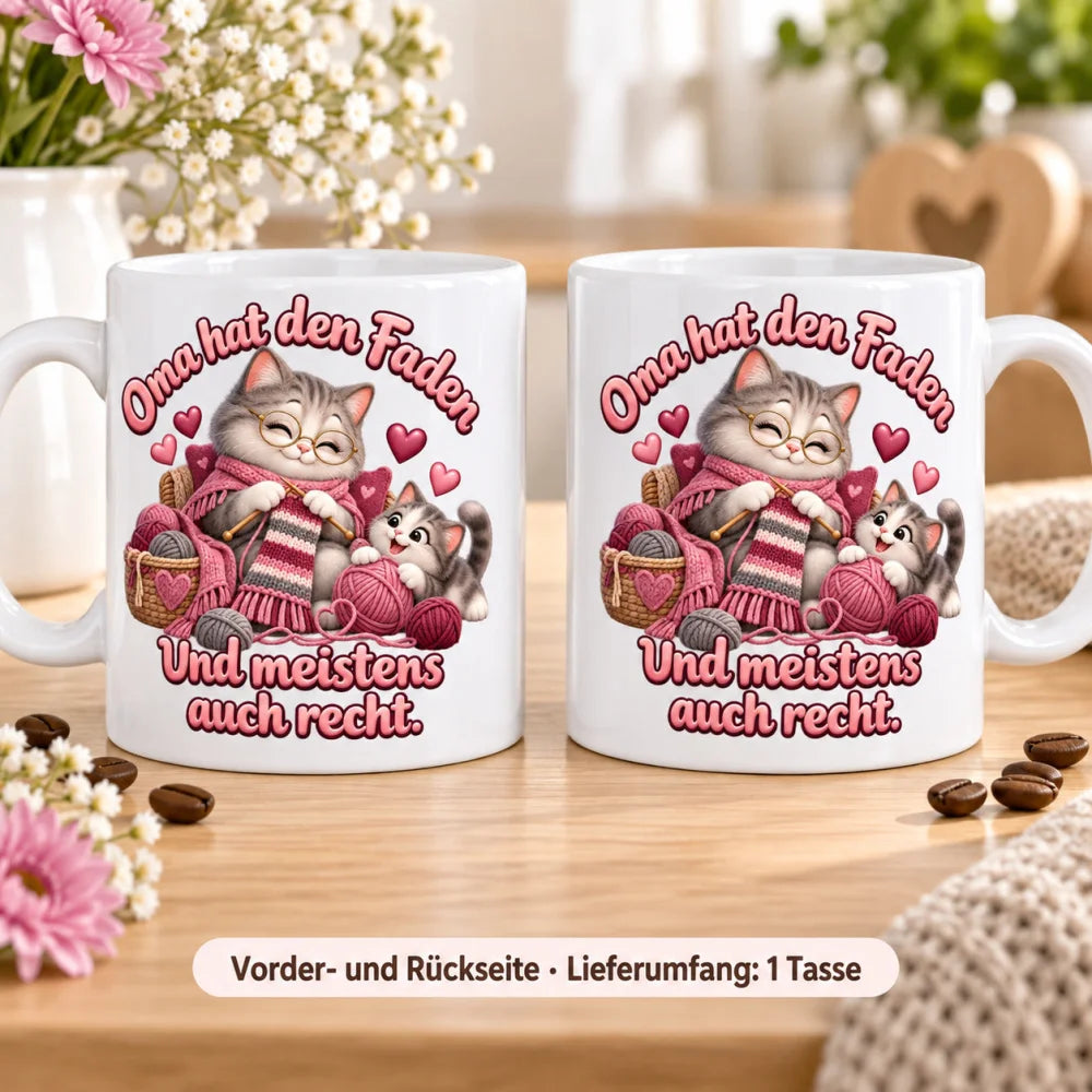 WS-Trend Strickkatzenoma Tasse 330 ml Oma Geschenk mit lustigem Spruch - WS-Trend.de