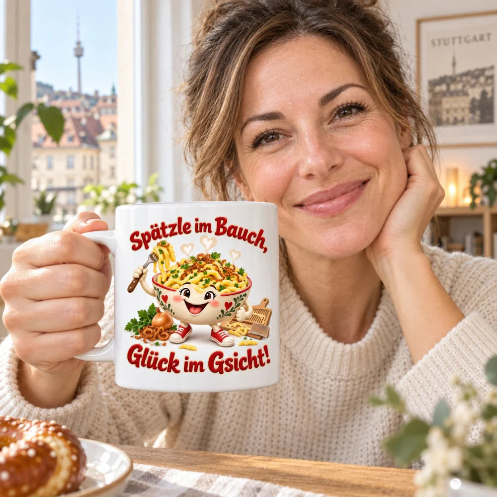 WS-Trend Spätzleglück Tasse Schwaben-Humor Keramik 330 ml Geschenkidee - WS-Trend.de