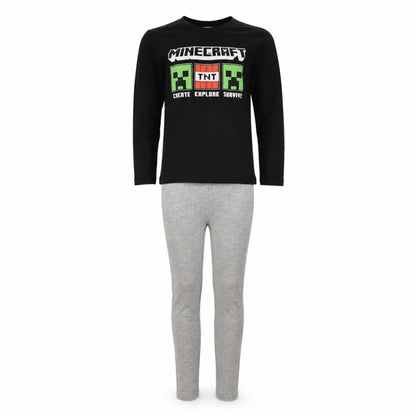 Schlafanzug Minecraft Creeper Gamer Jungen Kinder lang Pyjama - WS-Trend.de