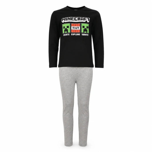 Schlafanzug Minecraft Creeper Gamer Jungen Kinder lang Pyjama - WS-Trend.de