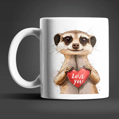 Erdmännchen I Love You Valentinstag Kaffeetasse Teetasse Tasse Geschenkidee - WS-Trend.de