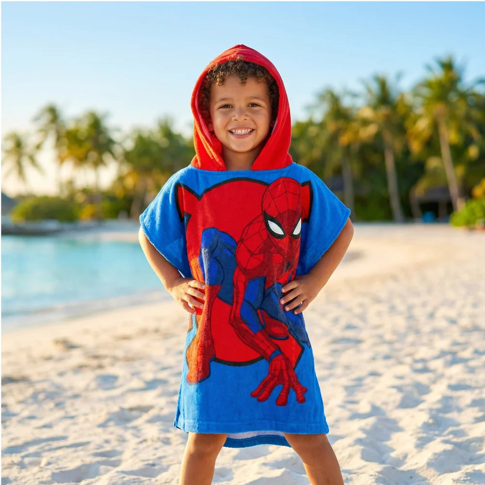 Marvel Spiderman Kinder Mikrofaser Poncho Badeponcho mit Kapuze - WS-Trend.de