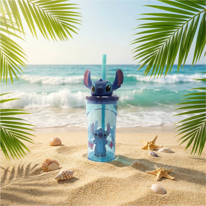 Disney Stitch 3D Deckel Kinder Trinkbecher Becher mit integriertem Halm 360 ml - WS-Trend.de