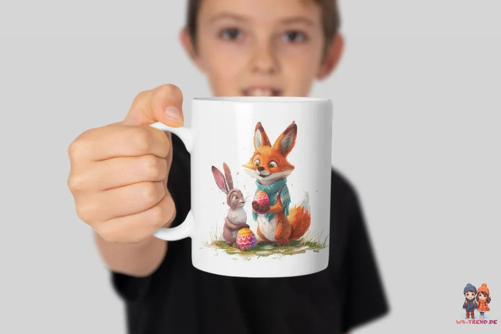 Ostern Fuchs und Hase Ostereier Kaffeetasse Teetasse Tasse Geschenkidee 330 ml - WS-Trend.de