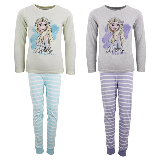 Die Eiskönigin 2 Elsa Kinder langarm Schlafanzug Pyjama - WS-Trend.de lang Baumwolle Grau Gelb 104-134