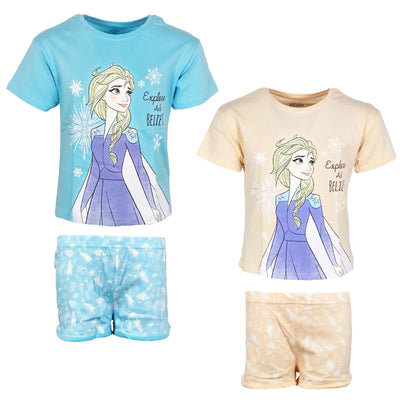 Disney Die Eiskönigin Elsa Kinder kurzarm Schlafanzug Pyjama Shirt Shorts - WS-Trend.de 92-128 100% Baumwolle