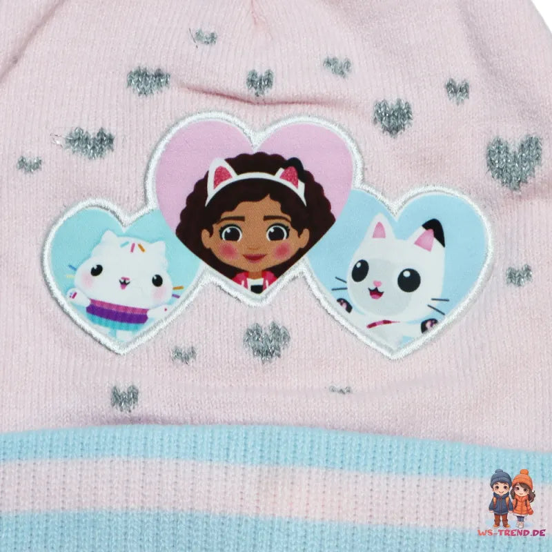 Gabbys Dollhouse Kinder Mädchen Hebst Winter Bommel Mütze Wintermütze - WS-Trend.de 52 54