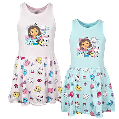 Gabbys Dollhouse Kinder Mädchen kurzarm Kleid Sommerkleid - WS-Trend.de 92-128 Baumwolle